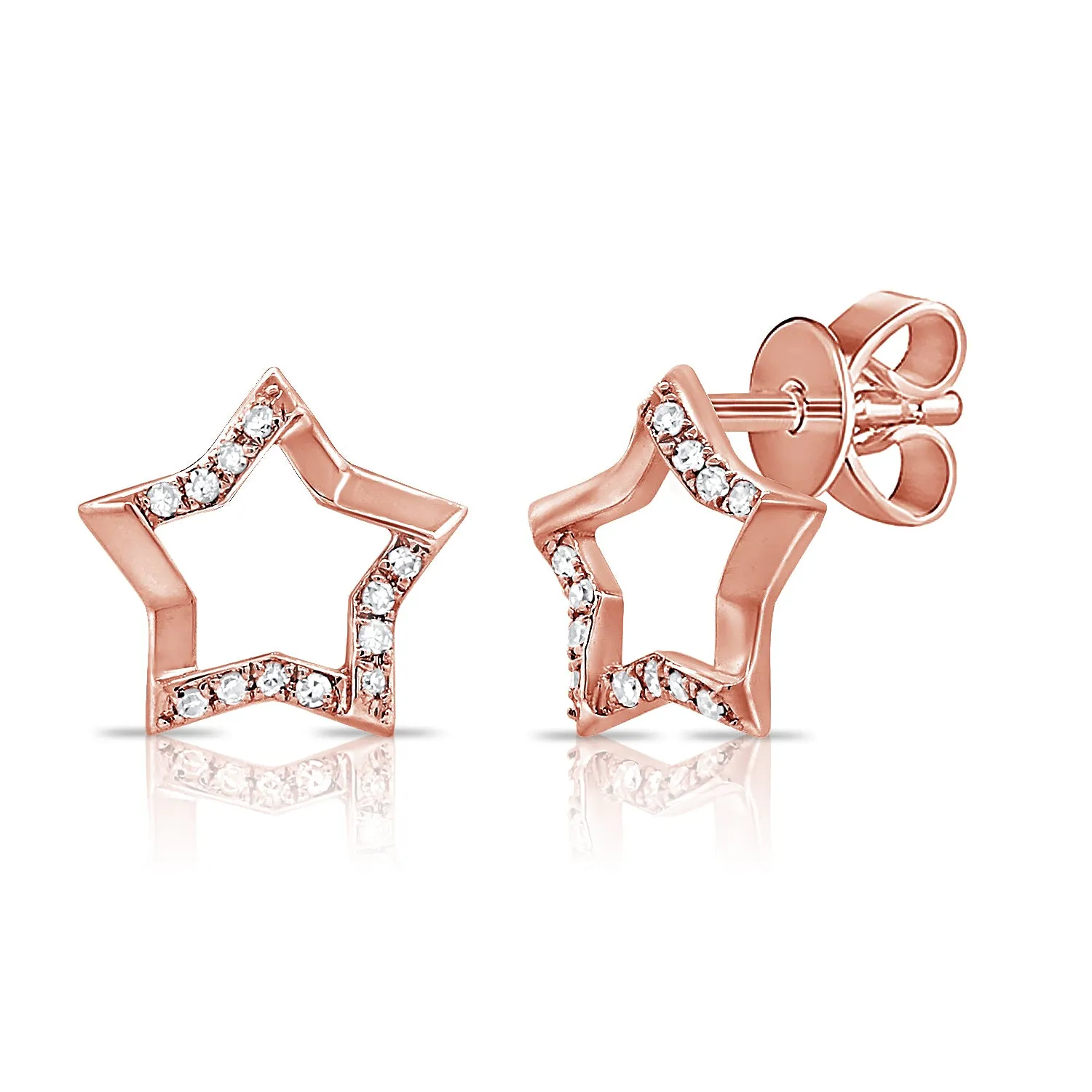 14k Gold & Diamond Star Earrings - 0.06ct