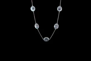 18ct White Gold Aquamarine Long Strand Necklace