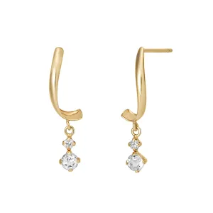 18K Yellow Gold Diamond Twisted Earrings