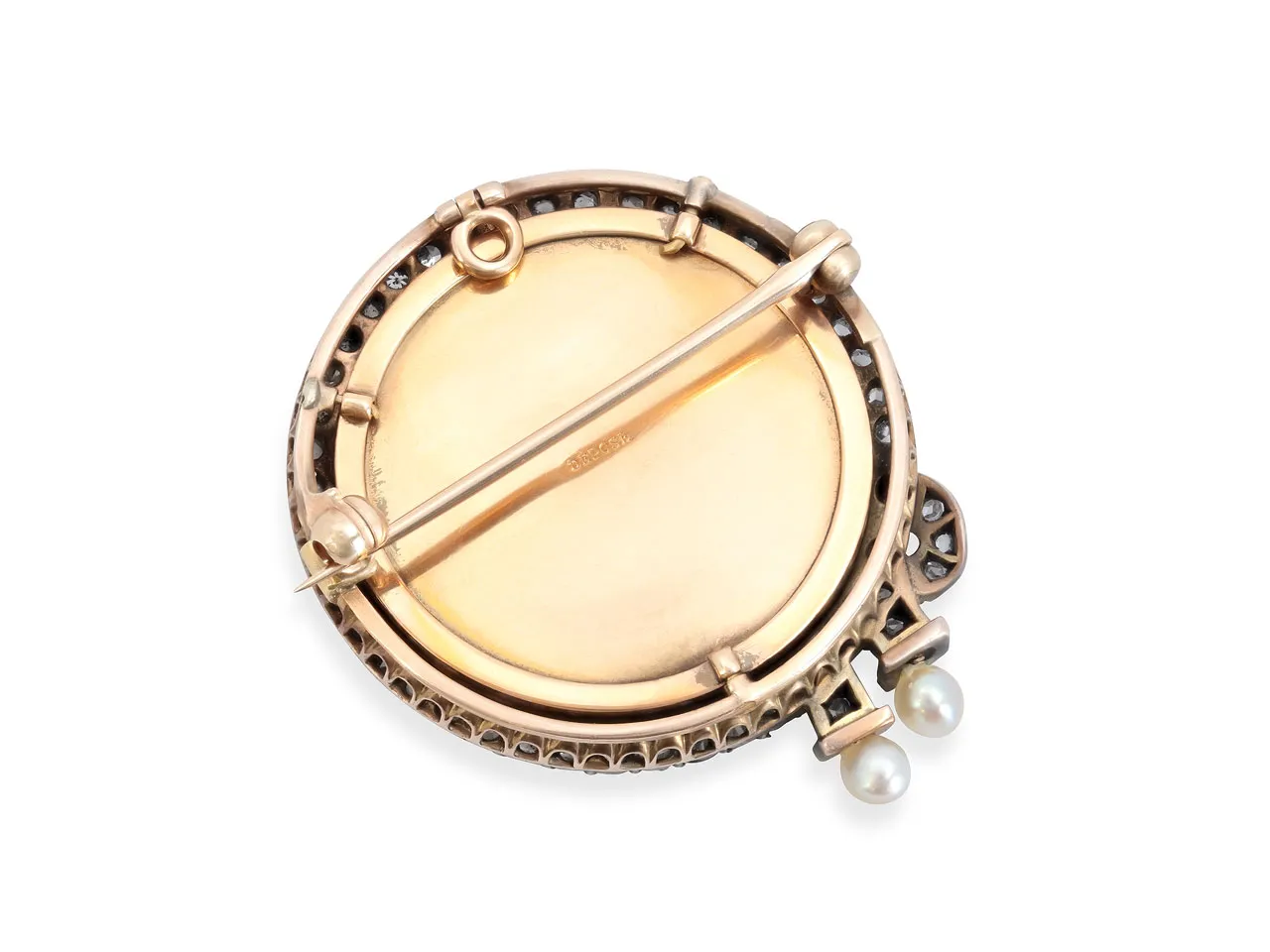 Antique Victorian Diamond and Limoges Enamel Portrait Brooch