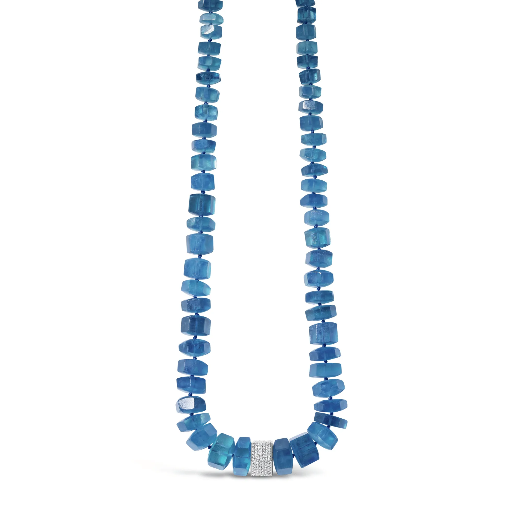 Aquamarine & Diamond Bead Necklace