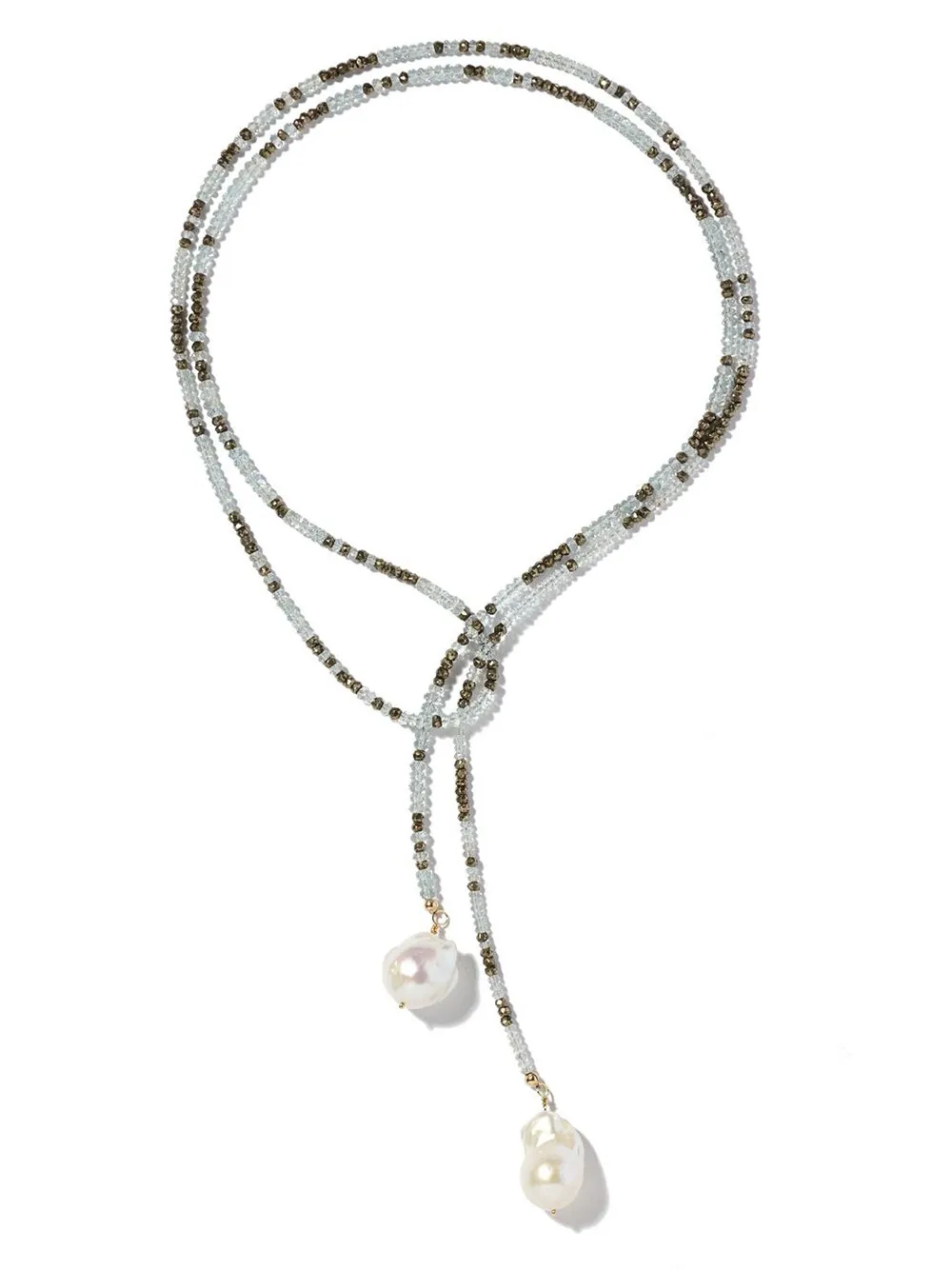 Aquamarine and Pyrite Ombre Classic Gemstone Lariat