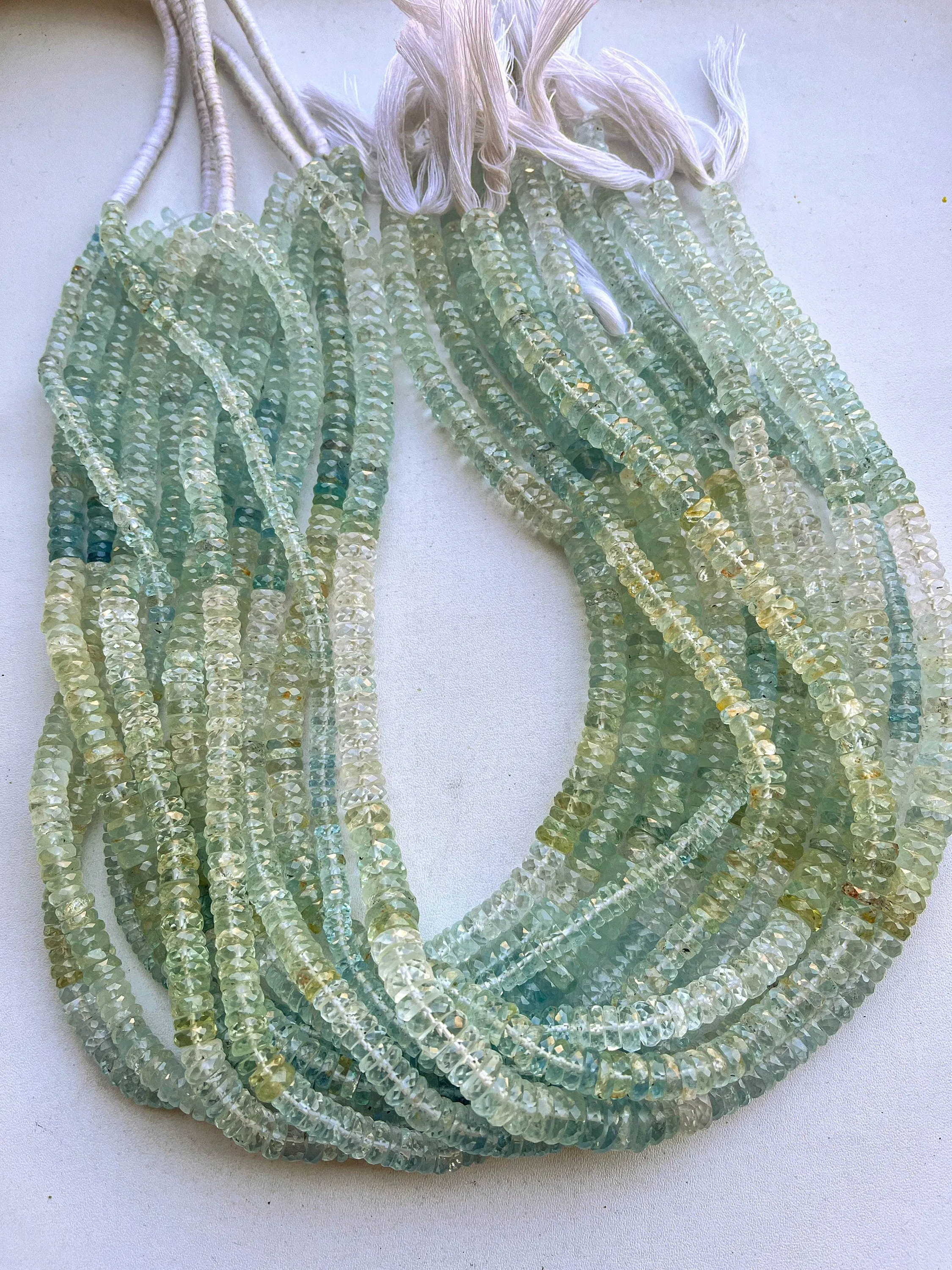 Aquamarine Faceted Heishi Shape Beads