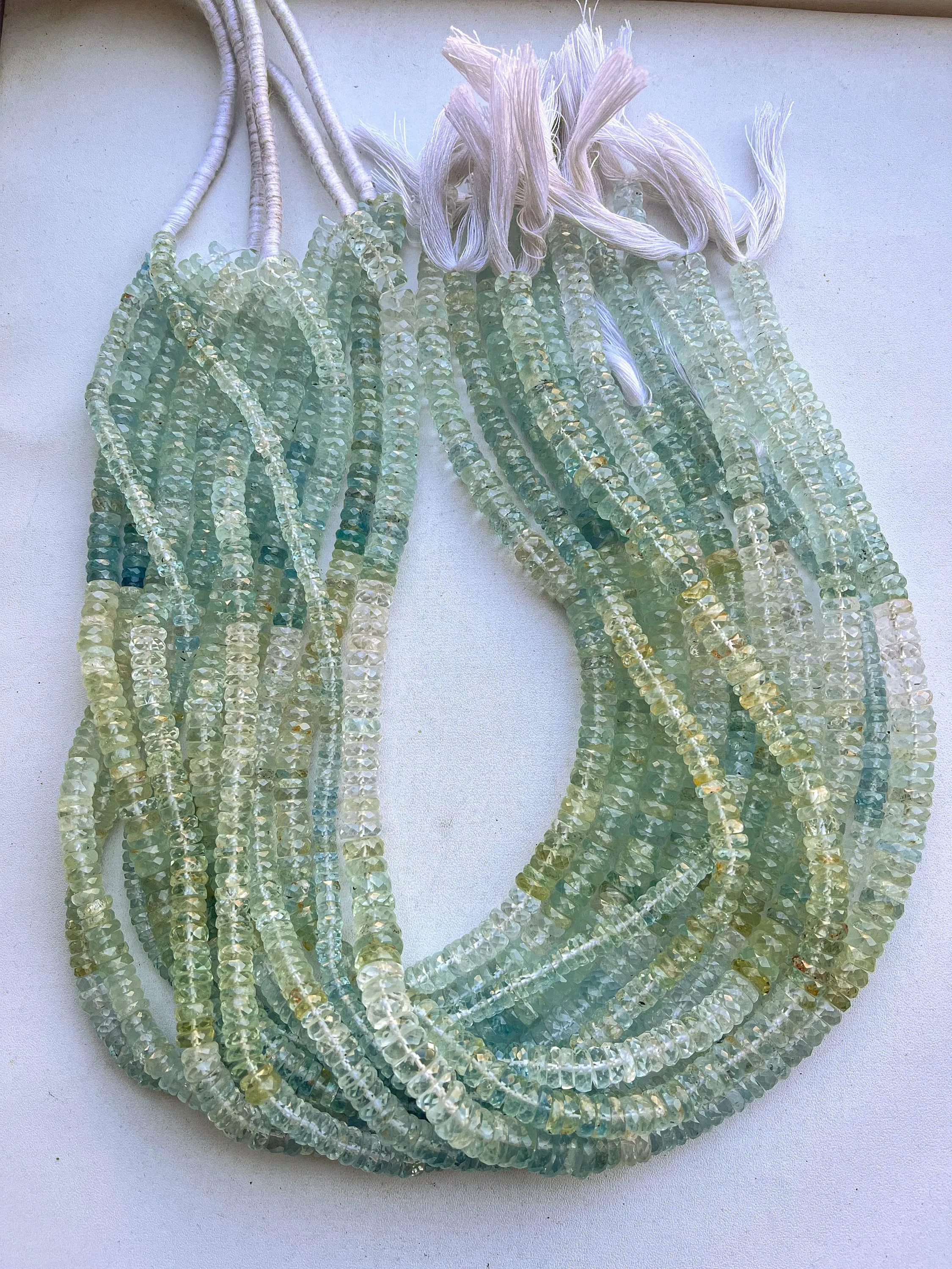 Aquamarine Faceted Heishi Shape Beads