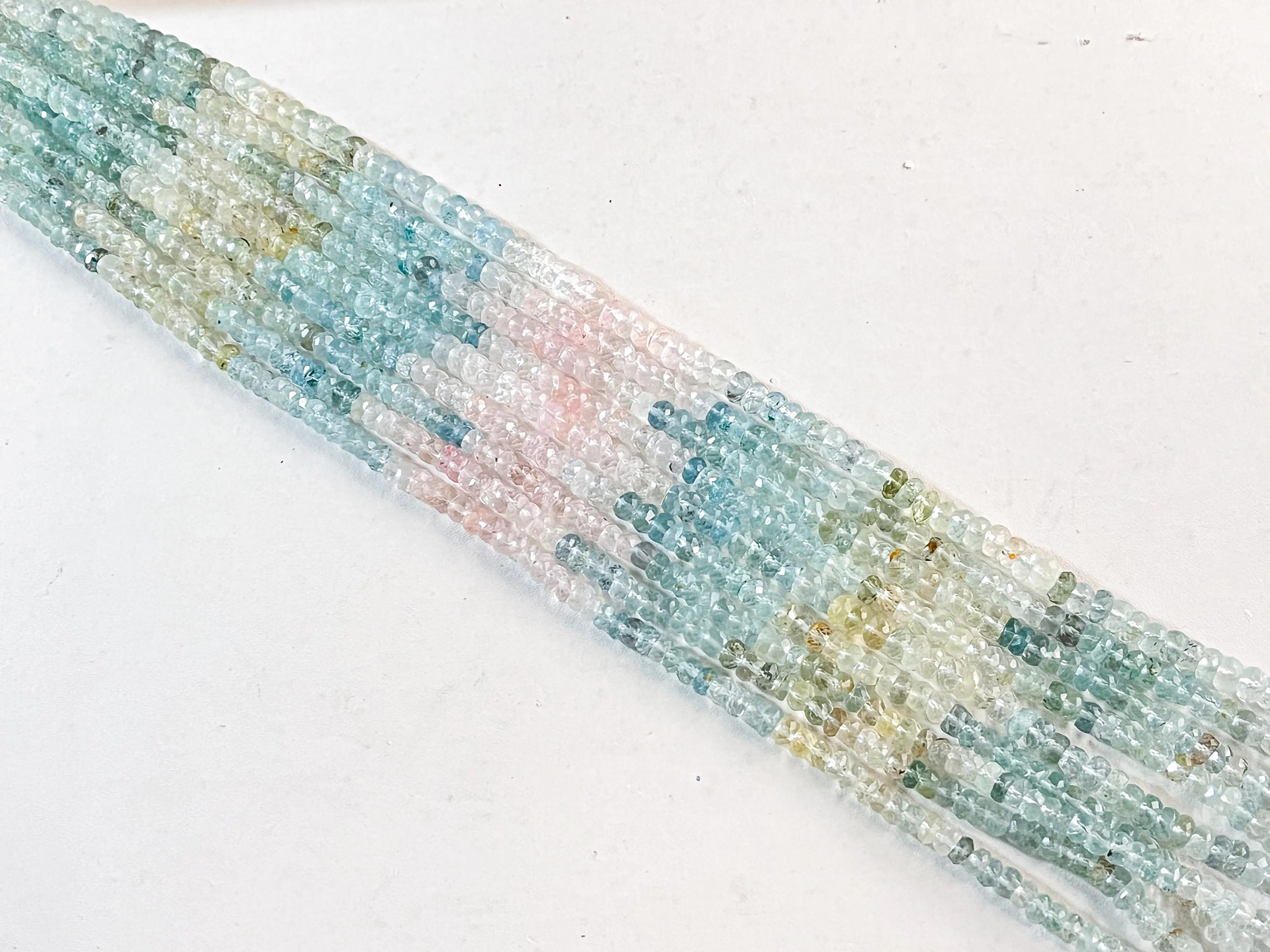 Aquamarine Faceted Rondelle Shape Beads