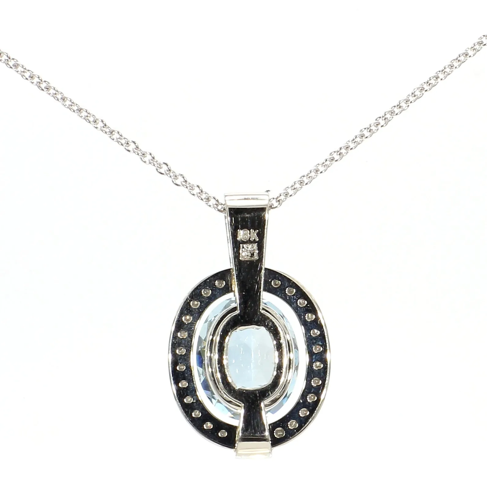 Aquamarine Halo Gemstone Necklace