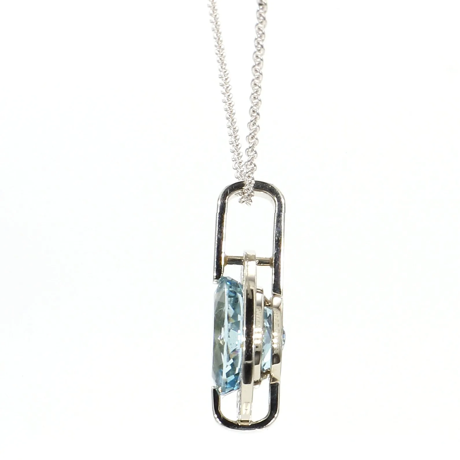 Aquamarine Halo Gemstone Necklace