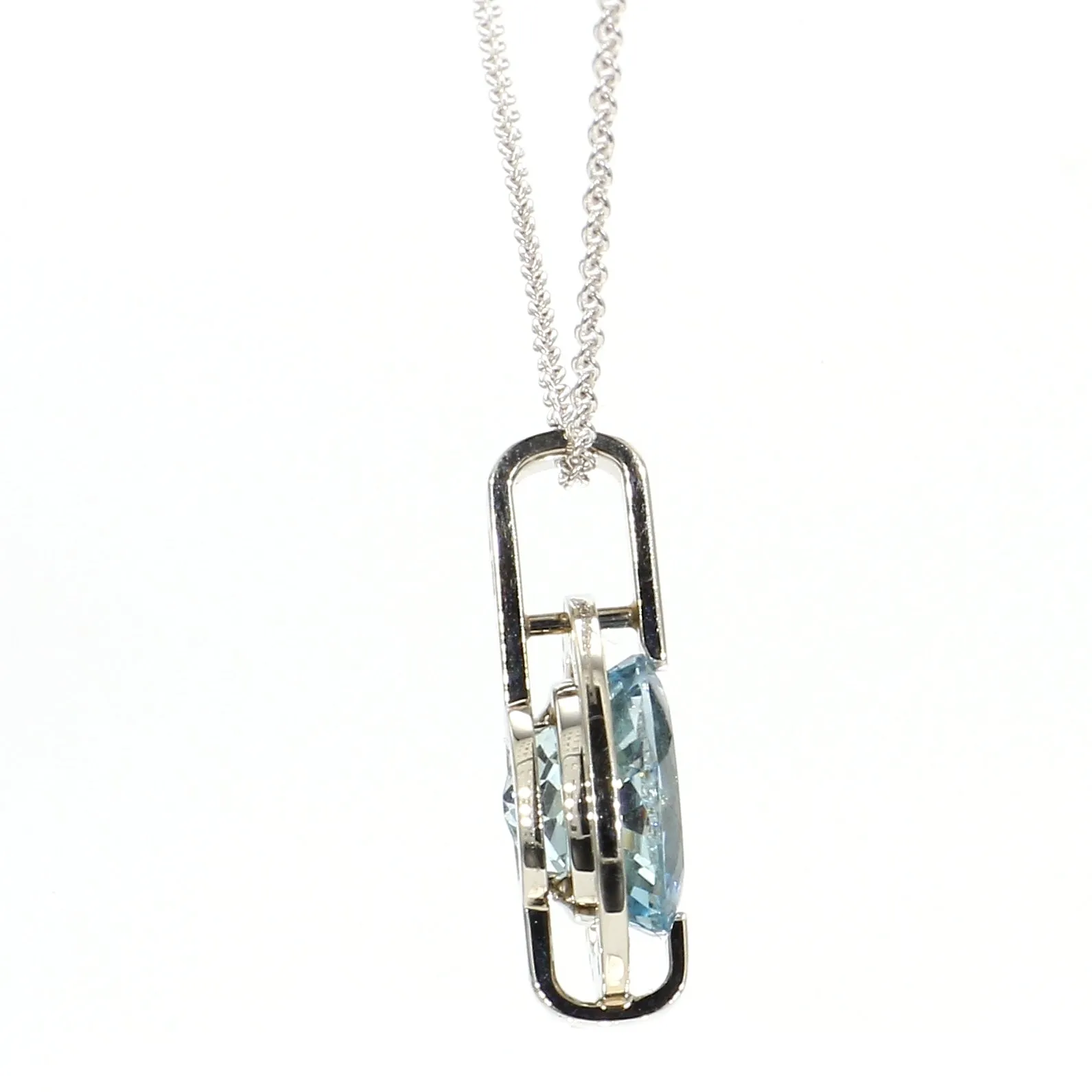 Aquamarine Halo Gemstone Necklace