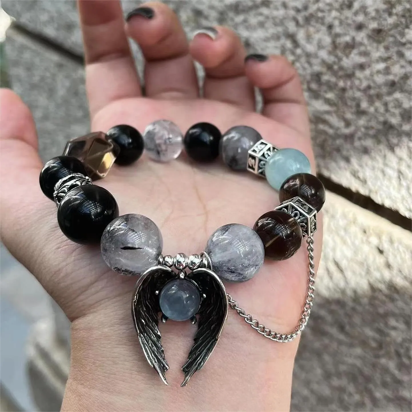 Aquamarine Obsidian Energy Stones Bracelet