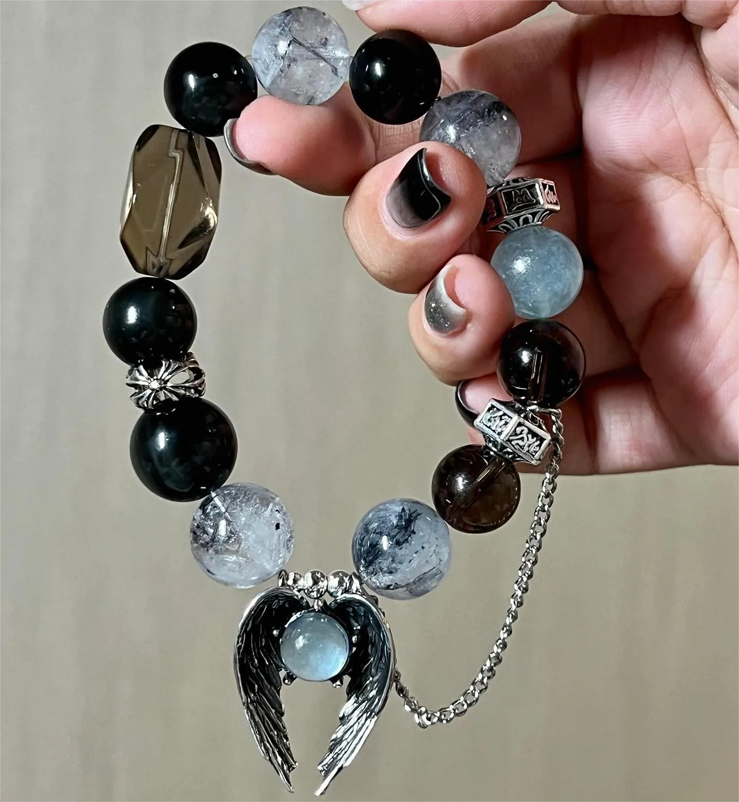 Aquamarine Obsidian Energy Stones Bracelet