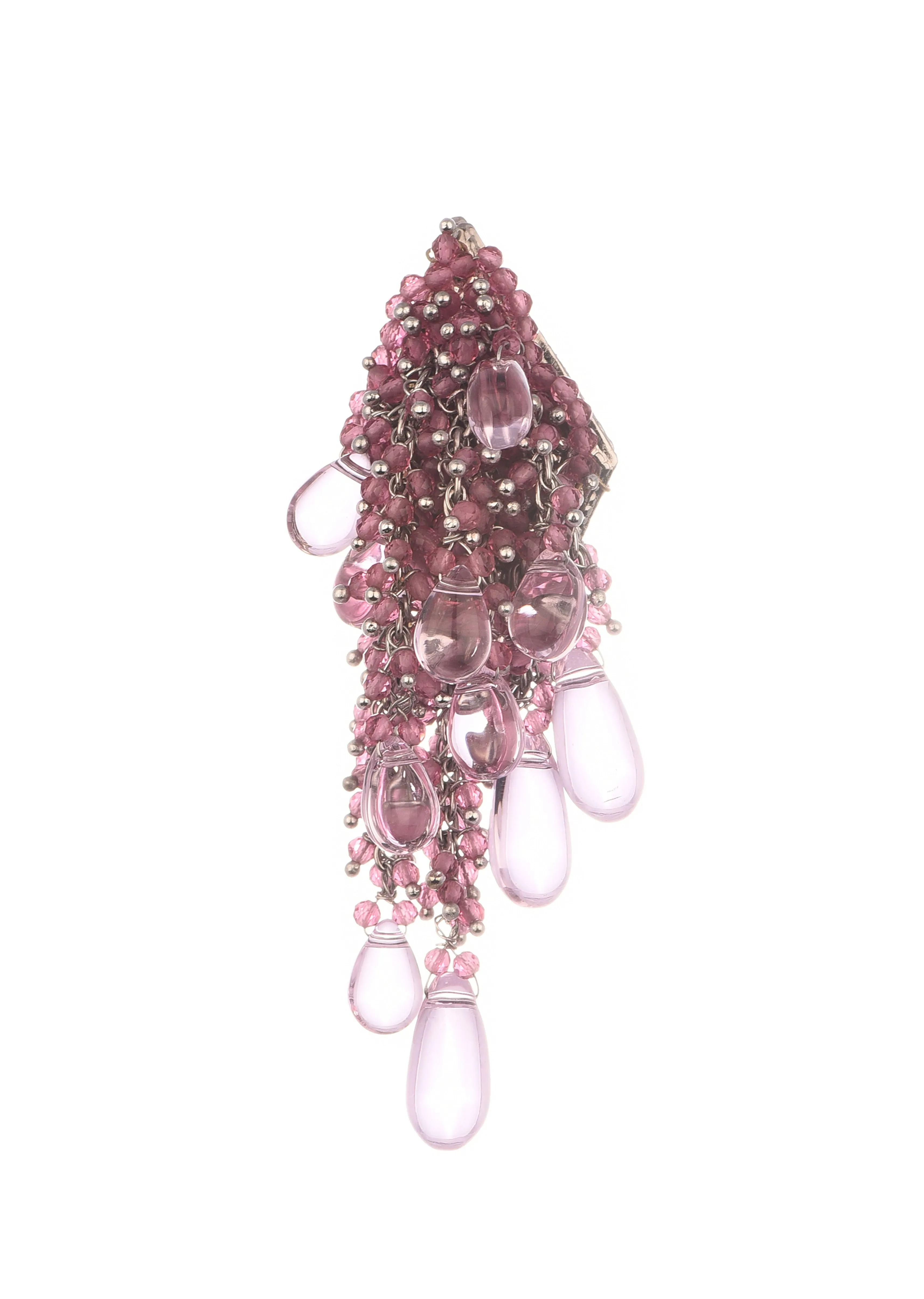 Baby Pink Handcrafted Dangler Earrings In Mix Metal