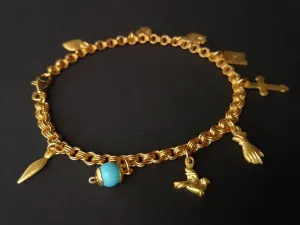 Charm, Solid Gold Baptism bracelet, 9 wishes Bracelet