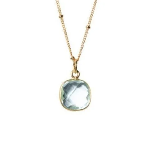 Cushion Cut Aqua Necklace