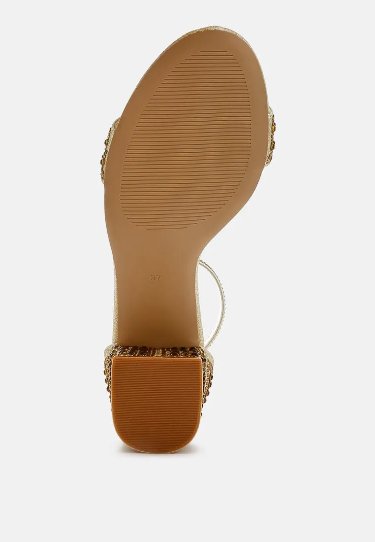 DazzleWalk Embellished Block Sandals