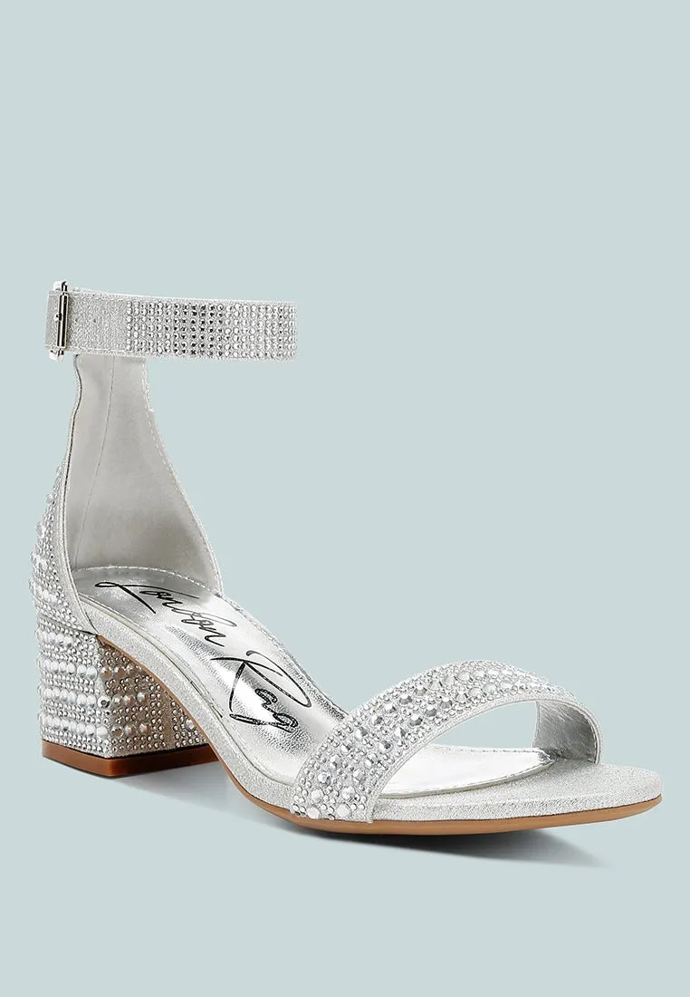 DazzleWalk Embellished Block Sandals