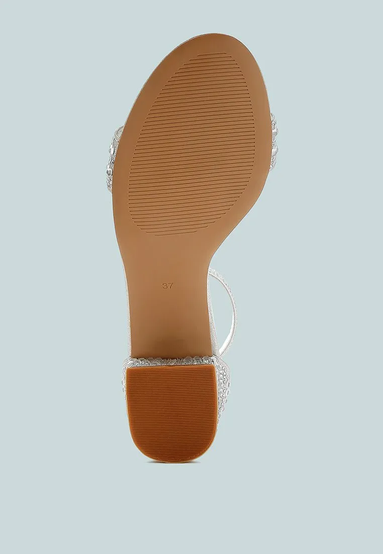 DazzleWalk Embellished Block Sandals