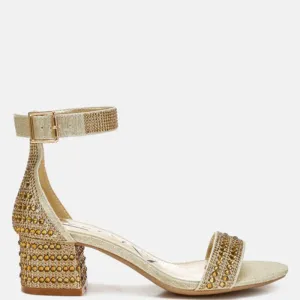 DazzleWalk Embellished Block Sandals