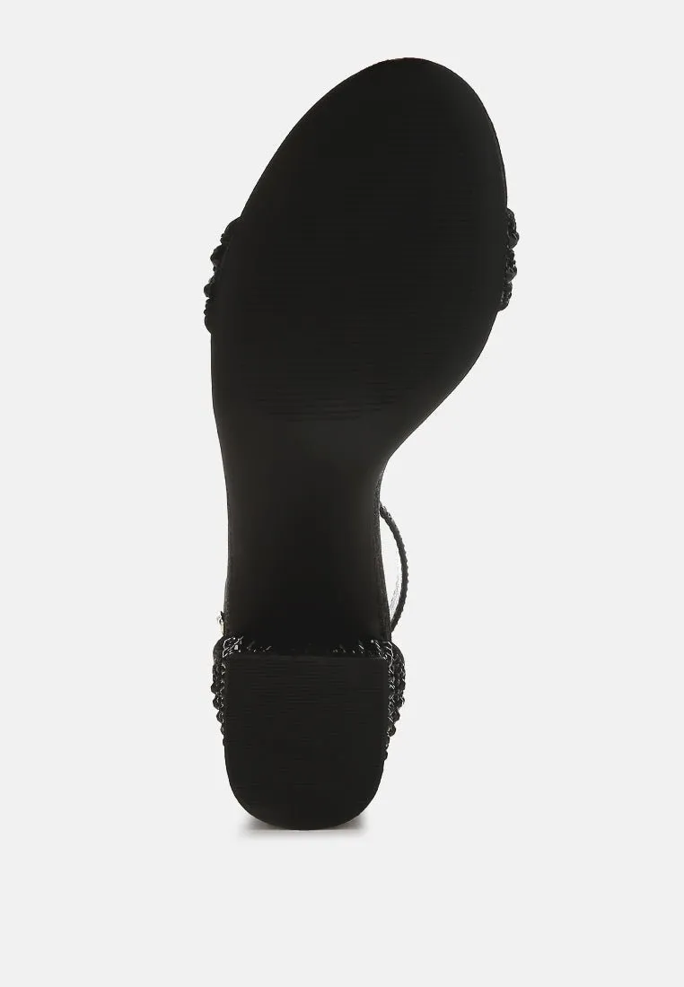 DazzleWalk Embellished Block Sandals