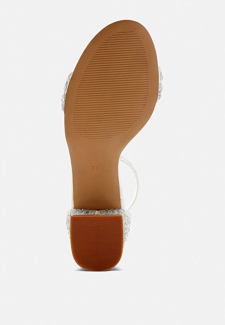 DazzleWalk Embellished Block Sandals