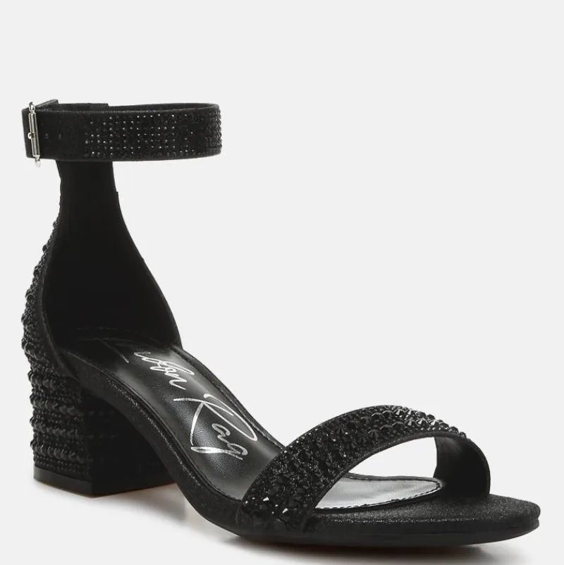 DazzleWalk Embellished Block Sandals