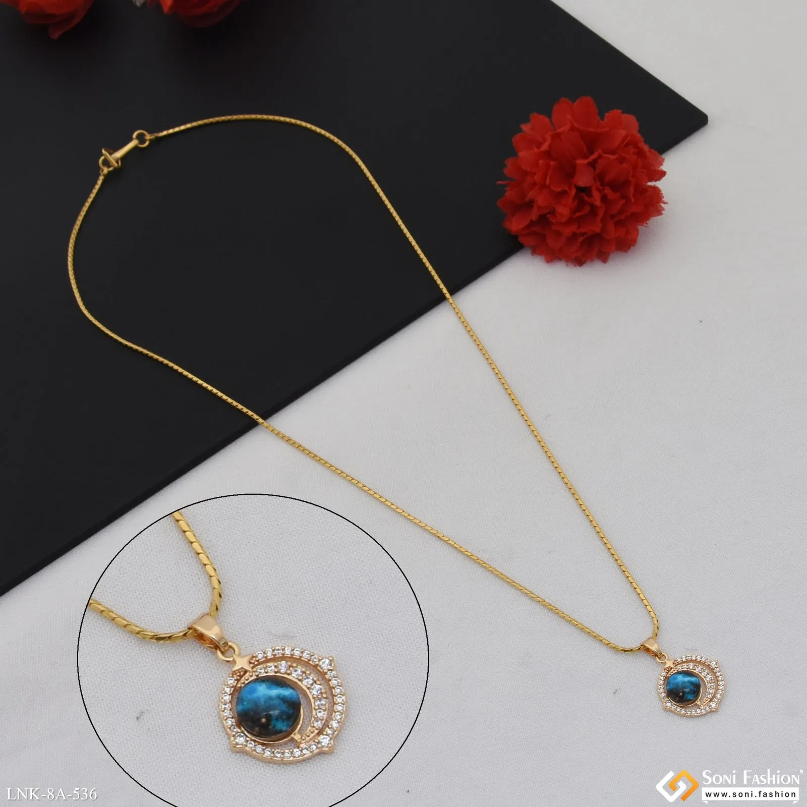 Dazzling Design Gold Plated Chain Pendant for Ladies - Style A536