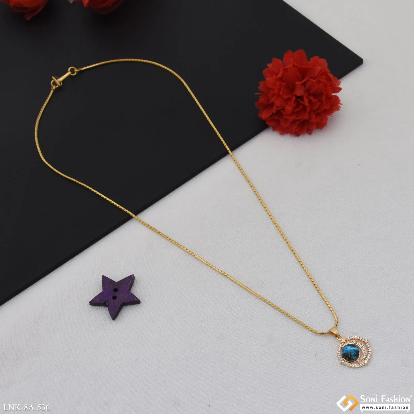 Dazzling Design Gold Plated Chain Pendant for Ladies - Style A536