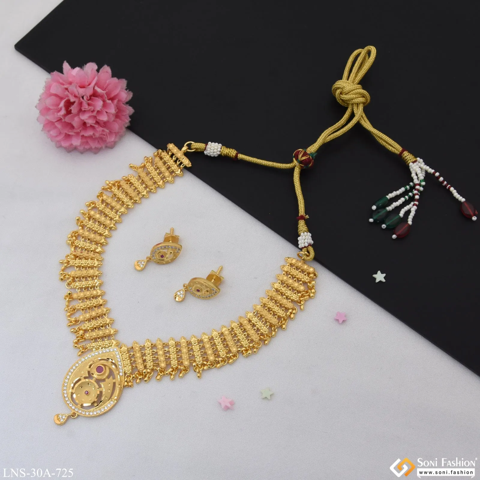 Dazzling Design Unique Design Gold Plated Necklace Set for Women - Style A725