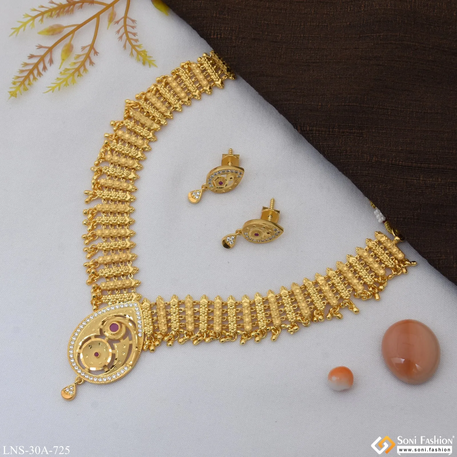 Dazzling Design Unique Design Gold Plated Necklace Set for Women - Style A725