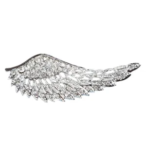Dazzling Wing Charm Design Crystal Rhinestone Brooch Pin BH167 Silver