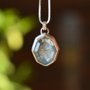 Faceted Natural Aquamarine Tablet Necklace