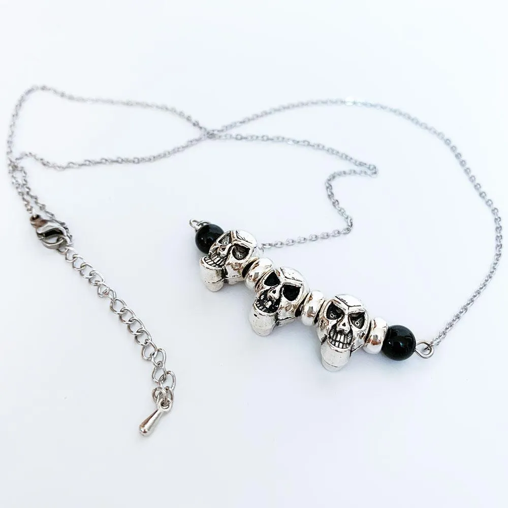 Gothic Silver Skull Necklace