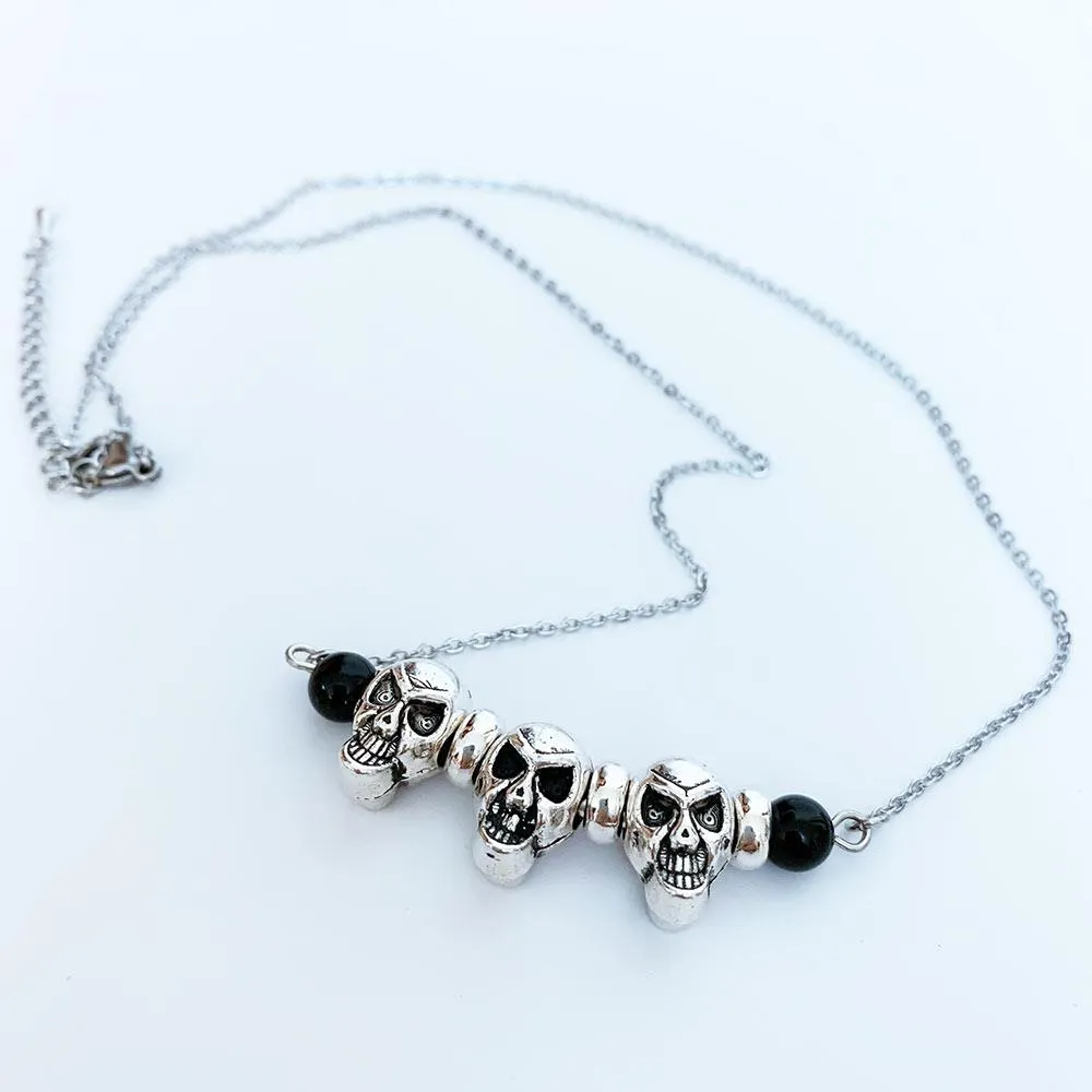 Gothic Silver Skull Necklace