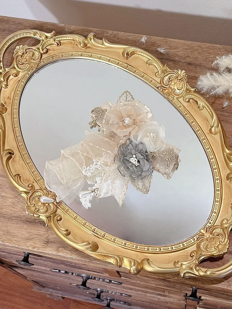 Green and Champagne Floral Brooch