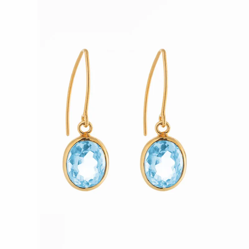 Ida Earring, Blue Topaz, Gold