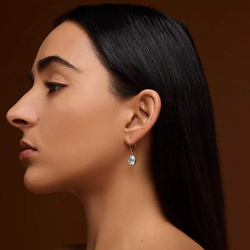 Ida Earring, Blue Topaz, Gold