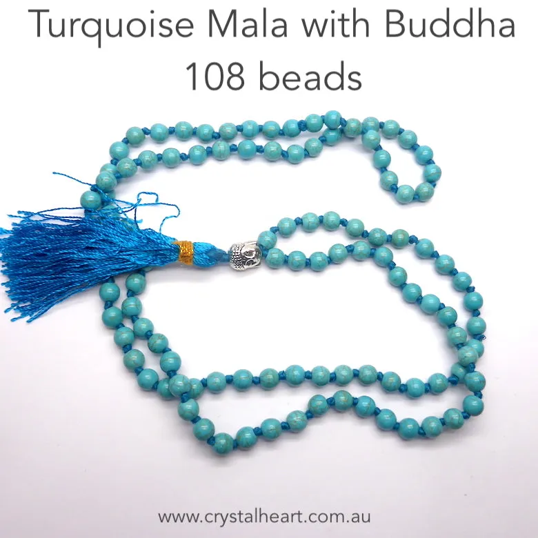 Mala Necklace with Aquamarine Beads