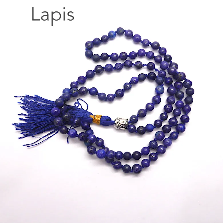 Mala Necklace with Aquamarine Beads