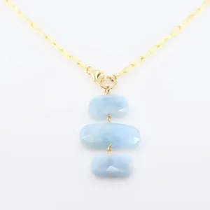 Milky Aquamarine Vertical Stack Pendant Necklace