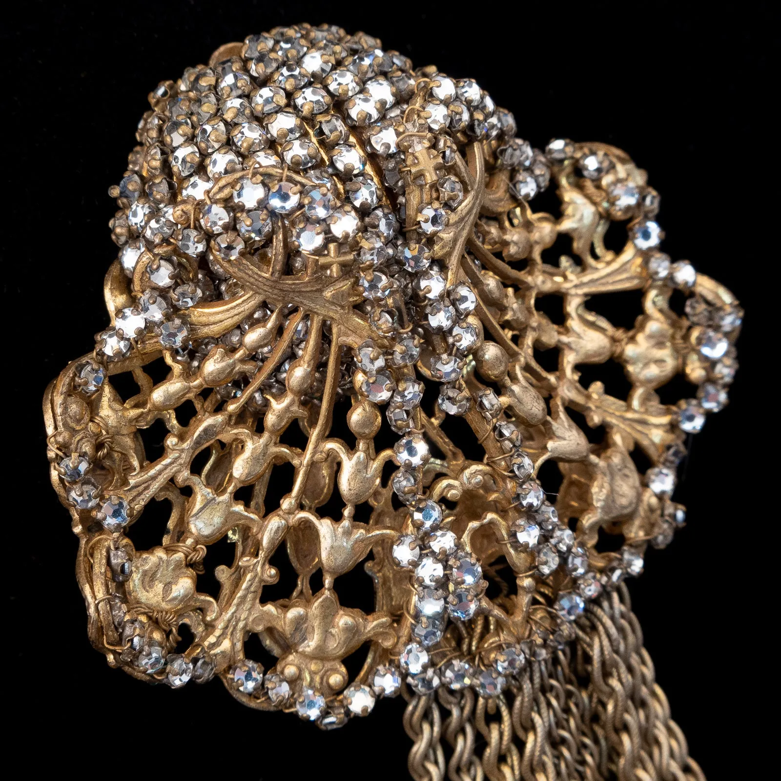Miriam Haskell Rhinestone Chain Brooch