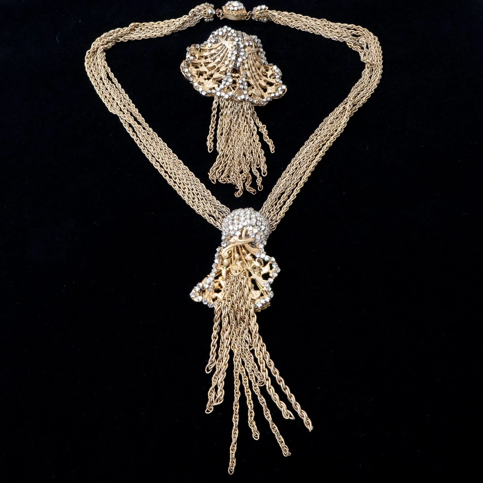 Miriam Haskell Rhinestone Chain Brooch