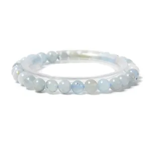 Multi Color Aquamarine Smooth Round Beaded Bracelet Size 6mm 7.5'' Length