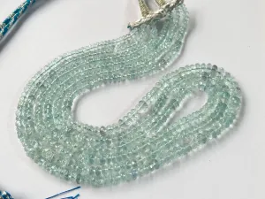 Natural Blue Aquamarine Beads Faceted Rondelle Shape