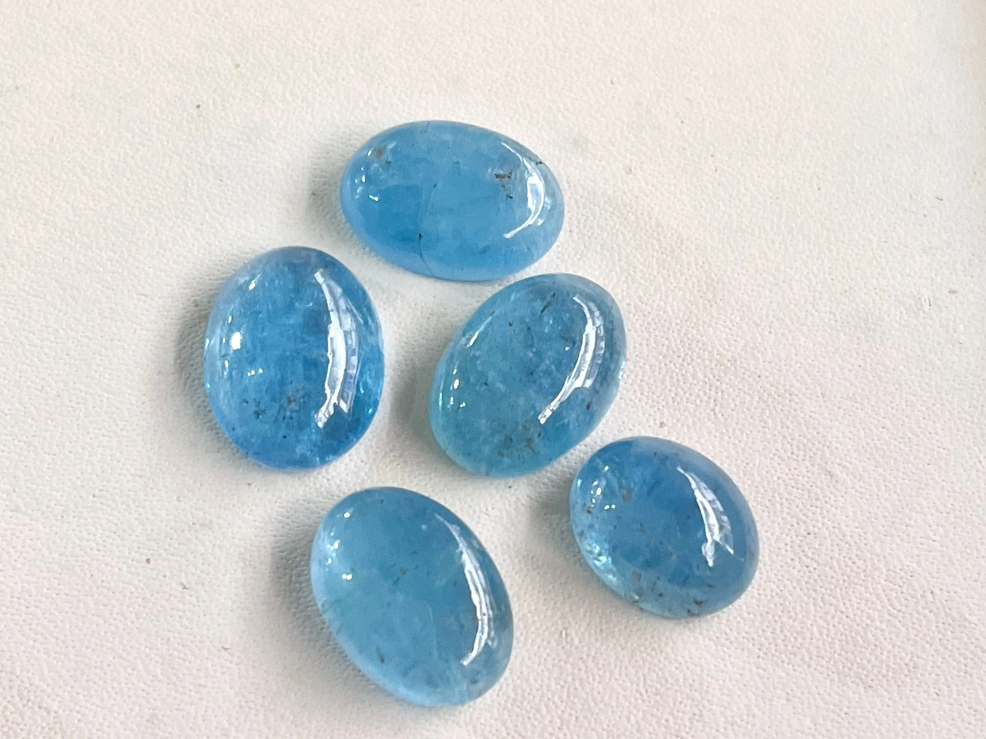 Natural Blue Aquamarine Cabochon Mix Shape Lot