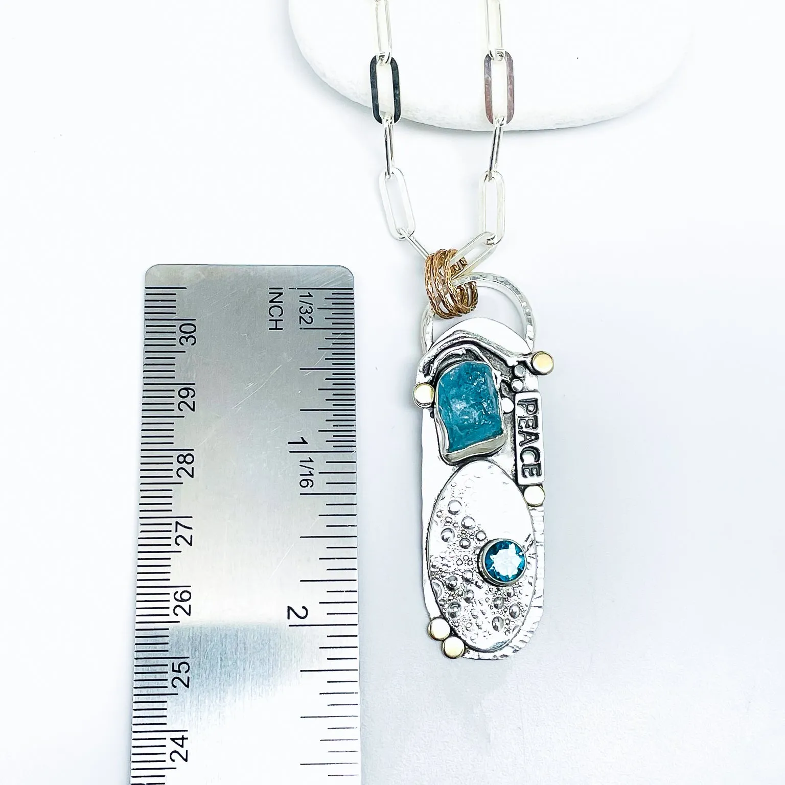 Peace Totem Necklace - Aquamarine Totem Necklace with Apatite