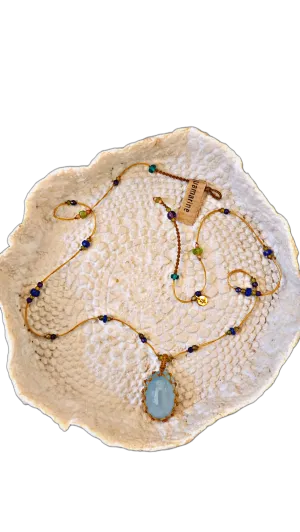 Short Tibetan  Necklace - Aquamarine