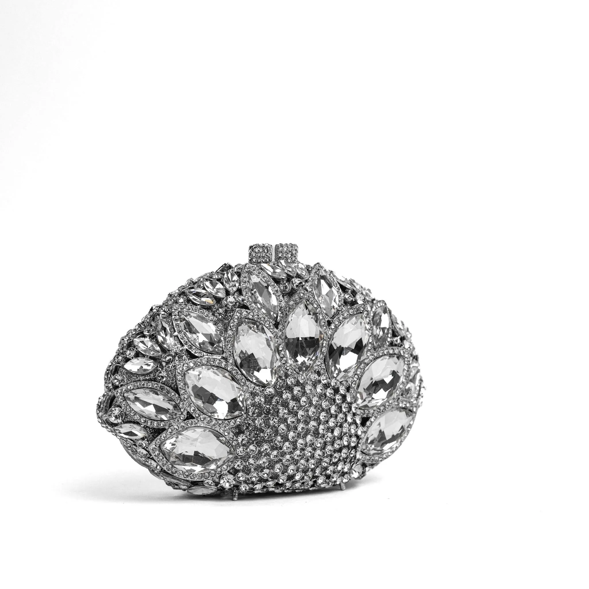 Silver Crystal Clutch Purse