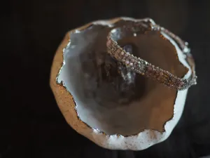 Stones mini, Hand loom bracelet (Sterling silver rhodium Plated) - rodonite