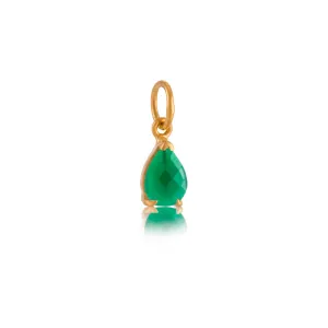 Teardrop Pendant, Green Onyx, Gold