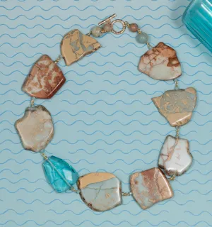 Terra Jasper, Aquamarine Crystal Necklace