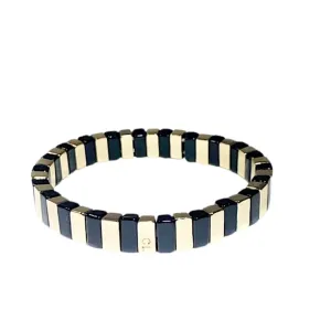 Tile Bead Bracelet - Black/Gold
